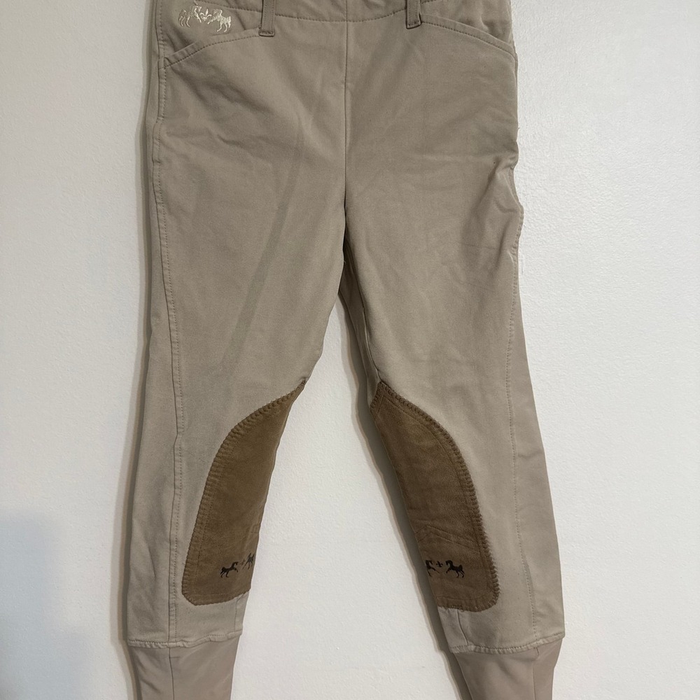 TuffRider Kids Coolmax Champion Side Zip Breeches Safari Taupe 14 110338-859‎